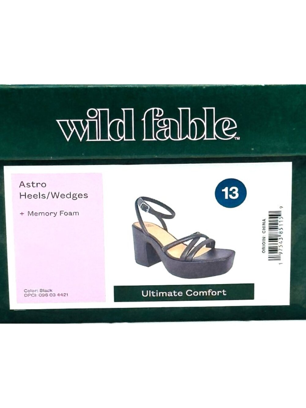 Wild Fable Womens Heels Size 13 Black Astro Memory Foam Strappy Platform 4" NWB - Picture 3 of 10